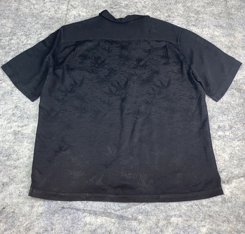 Caribbean Joe Let Go Herren XL Schwarz Hawaii Tropical Kurzarm Knopfleiste - Bild 4 von 11