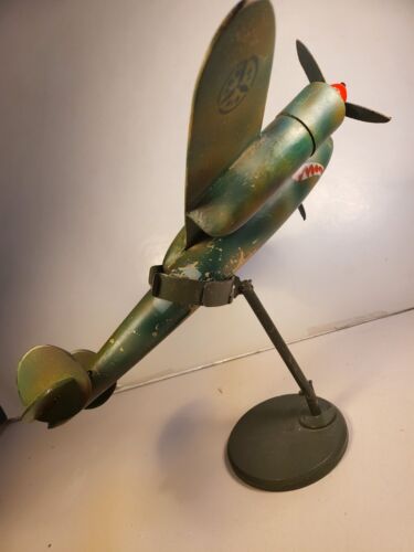 Tin toy (painted wood) 1930's Prodigio-Italy WW2 SAVOIA MARCHETTI BOMBER +holder - Imagen 6 de 24