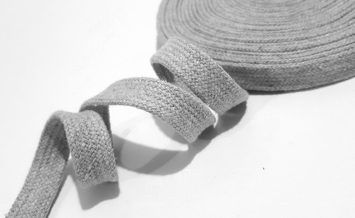 3/8 Zoll/10 mm breit 5-50 Y grau Baumwolle flach Hohlband ohne Mittelschnur CC13 - Bild 9 von 14