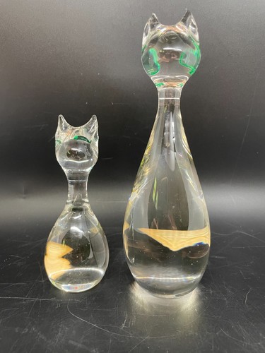 Vintage Gullaskruf Cats Sweden 6" and 4" - Picture 4 of 11