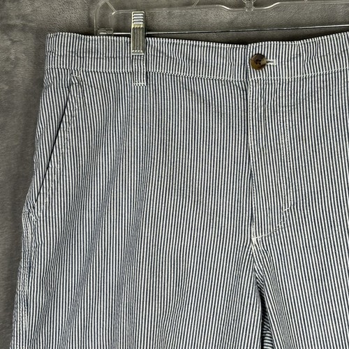 Izod Seersucker Shorts Mens 36 Blue White Striped Casual Flat Front Cotton 36x10 - Picture 10 of 12