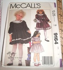McCALLS 1984 SEWING PATTERN 9164 GIRLS DRESSES SIZE 8 RUFFLES AND LACE VINTAGE