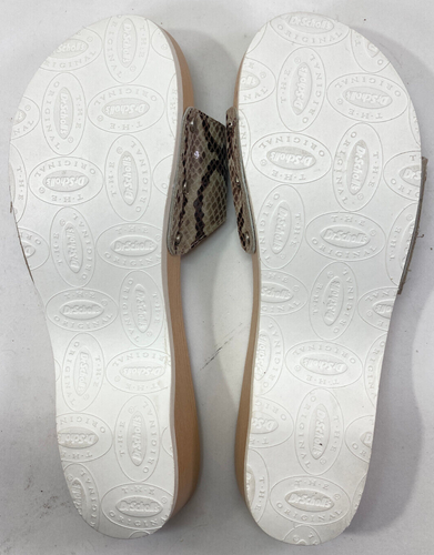 Dr Scholls Original Wood Sandal Snakeskin Leather Slides Size 10M Italy - Picture 5 of 10