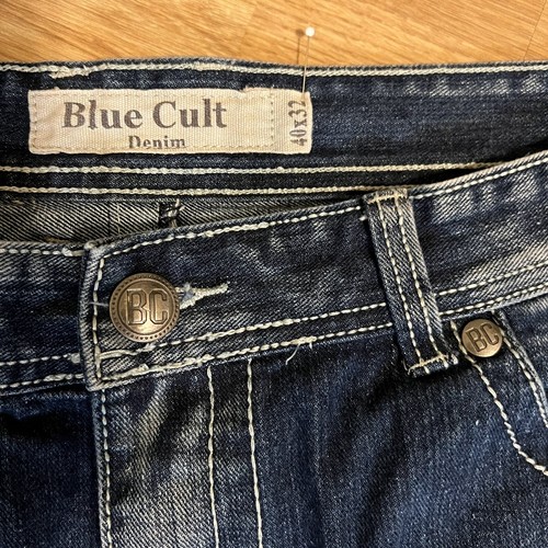 Blaue Kultjeans Herren 40x32 blau Denim dicke Stiche Distressed Klappe Taschen EUC - Bild 9 von 15