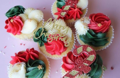 Merry Christmas Cupcake Toppers Flat Cake Christmas Decorations Various Colours - Picture 4 of 8