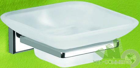 PORTASAPONE PORTASAPONETTE CROMATO VETRO SATINATO 10x12,5x5CM GEDY COLORADO - Foto 1 di 1