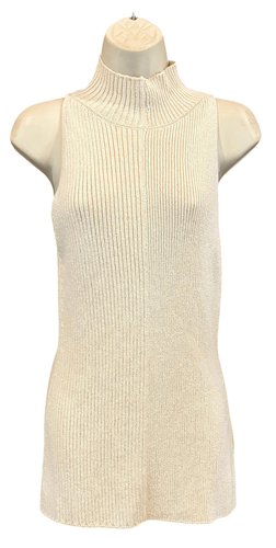PROENZA SCHOULER High-Neck Ribbed Cotton-Blend Tank Top in Ecru NWT Size S - Picture 6 of 10