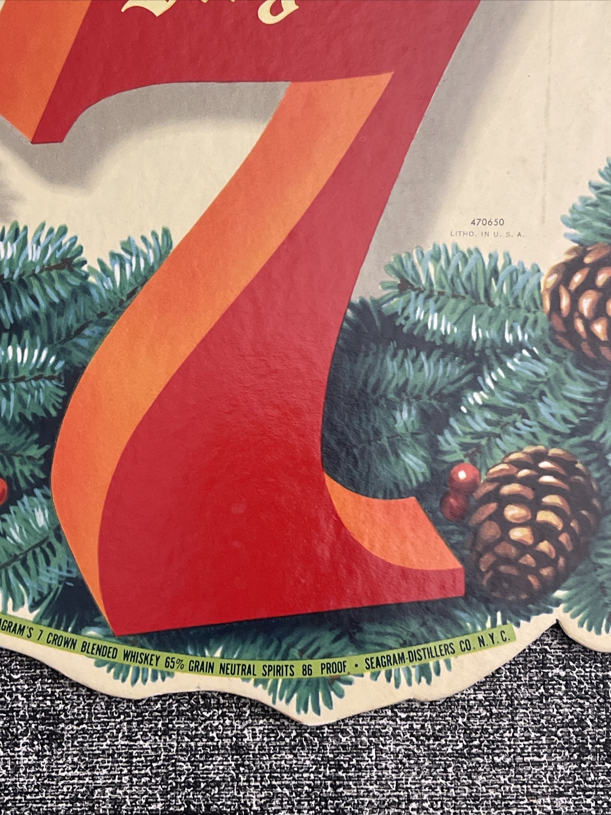 Seagram’s 7 1950’s Whiskey Hanging Sign NOS eBay