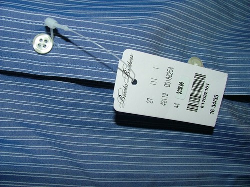 NUEVA CAMISA DE VESTIR WT BROOKS BROTHERS TALLA 16 34/35 ALGODÓN AZUL RAYAS #130 - Imagen 4 de 5