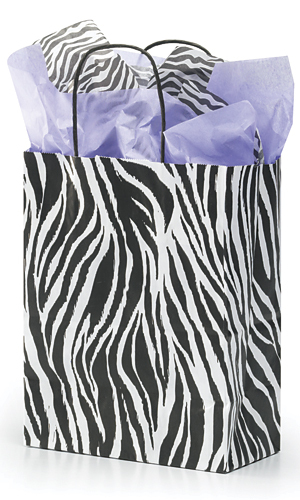 "Papier Einkaufstaschen 100 Zebra Druck Kraft Einzelhandel Geschenkware 8"" x 5"" x 10" - Bild 3 von 4