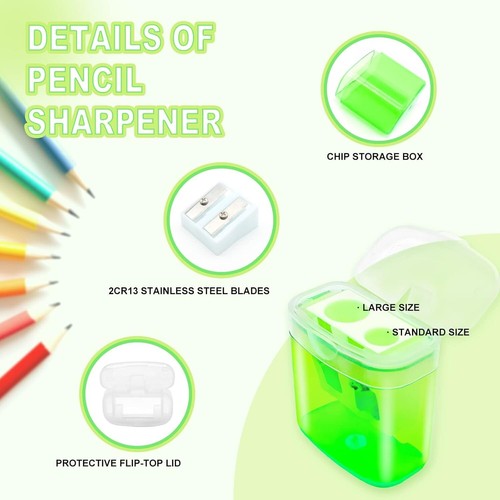 Portable Dual Hole Pencil Sharpener for Kids & Artists - 4 Color Options - Picture 6 of 8