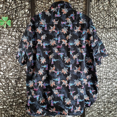 DITCH PLAINS MENS SHORT SLEEVE BUTTON SHIRT 4XL BLACK HUMMINGBIRD PRINT - Picture 4 of 6