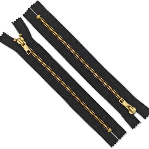 SET OF 10 Metal Gold Brass Zip 10 16 18 20cm Trousers#5 Jeans ZipperClose End UK - Picture 8 of 79