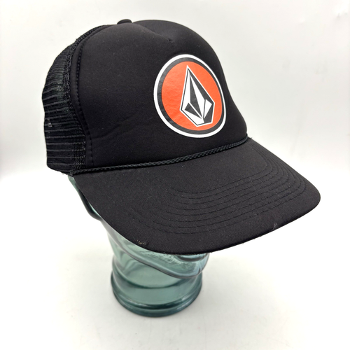 NEW Vintage 00s Y2K Volcom Stone Black Snapback Mesh Trucker Hat Adult OSFM - Picture 3 of 12
