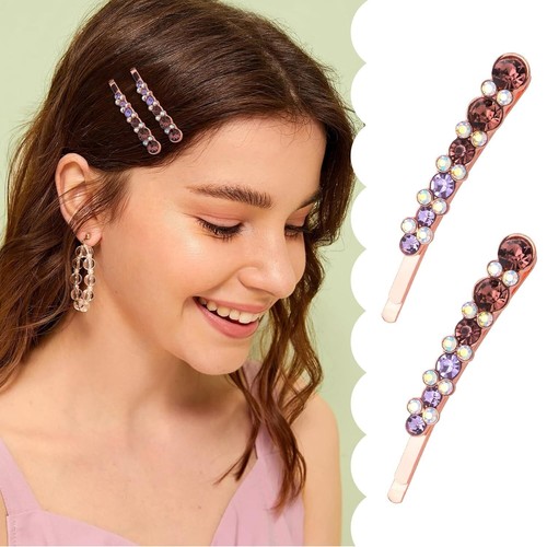 6 pz clip per capelli floreali cristallo metallo diamante spille bobby accessori per donna - Foto 4 di 7