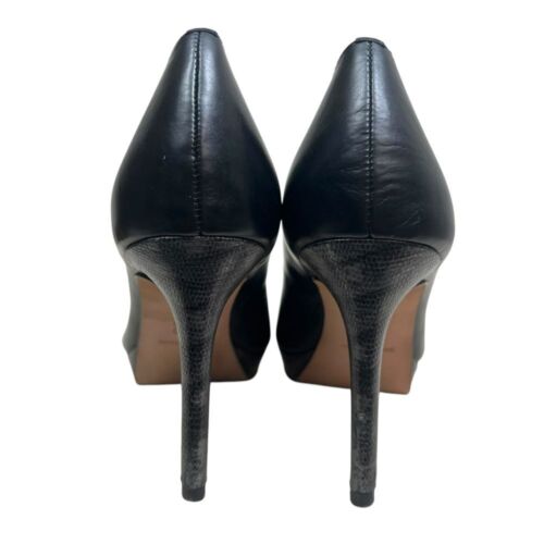 Donald J Pliner Womens Stiletto Platform Pumps Black Leather Snake Heel Sz 8M - Picture 2 of 8