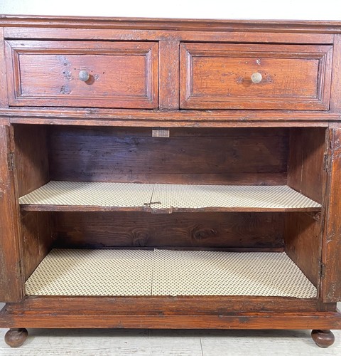 ANTICA CREDENZA LEGNO ABETE ARTE POVERA PATINA ORIGINALE MADIA 800 DISPENSA OLD - Foto 7 di 12
