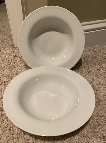 Pier 1   LUMINOUS WHITE 8 1/2" Rim Soup Bowls Set(s) of 2 - Picture 1 of 4