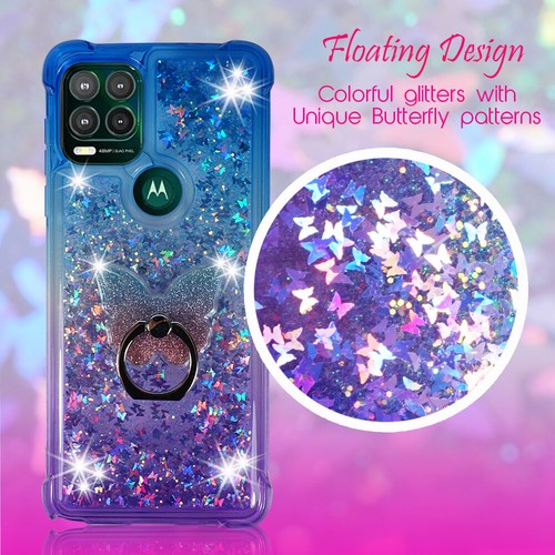 SOLO per Moto G Stylus 5G 2021, custodia bumper TPU glitter liquido anello telefono - Foto 9 di 23