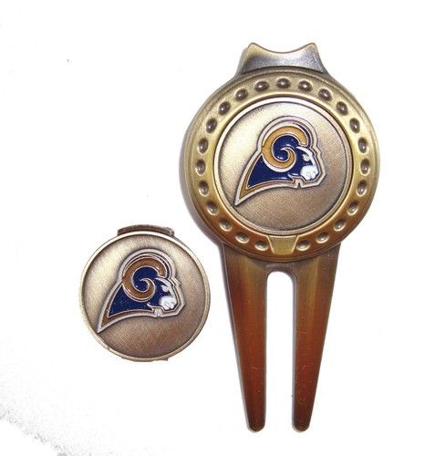 Los Angeles (LA) Rams Hat Clip & Divot Tool with Golf Ball Marker Combo - Picture 1 of 4
