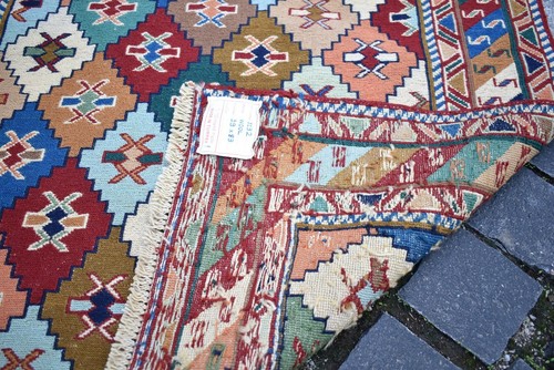 Genuine Wool Sumac Rug 32'' x 39'' Caucasian Sumac Woven Kilim Rug 83 x 99 cm - Picture 11 of 11