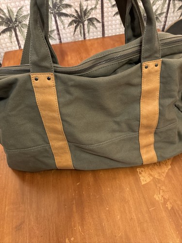 HEARTH and & HAND with MAGNOLIA Canvas & Leather Large Weekender Bag Army Green - Picture 14 of 18