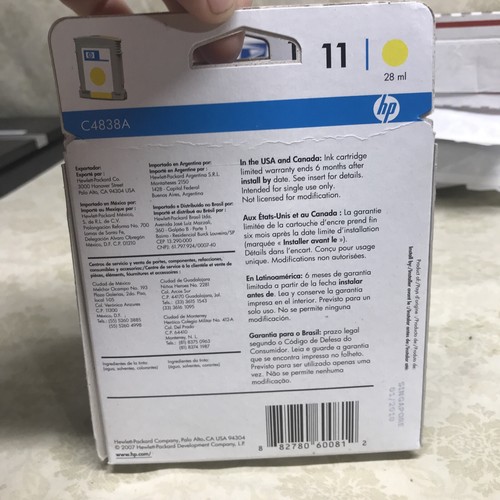 2 Genuine HP 11 OEM Ink Jet Cartridges -Yellow-  Expired - Picture 3 of 5