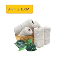 Beige Braided Cotton Twisted Cord Rope Craft Artisan String DIY Craft 3mm 100m