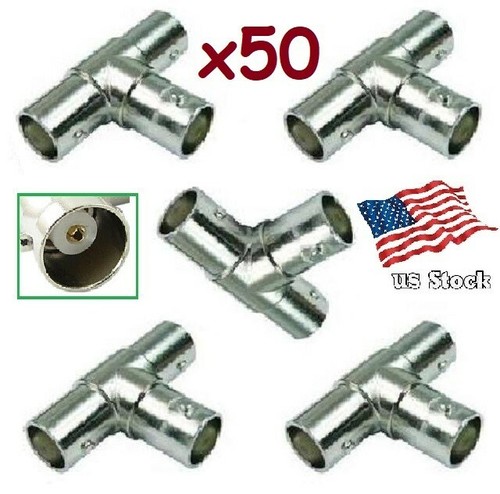 50-Pack BNC Female to Double BNC Female F/F Jack Coaxial Line Tee Connectors - Picture 1 of 7