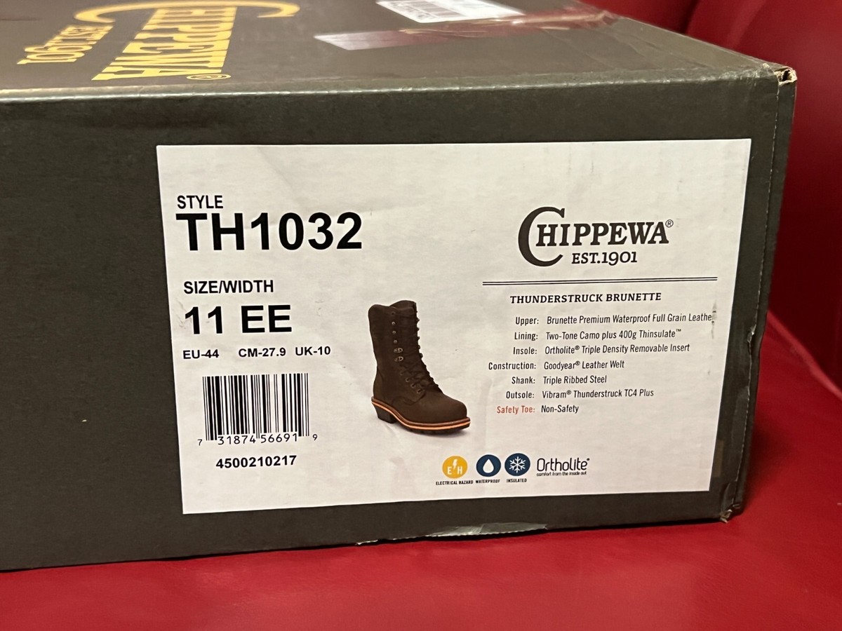 NIB Chippewa TH1032 Thunderstruck Brunette Leather Boots Men 11