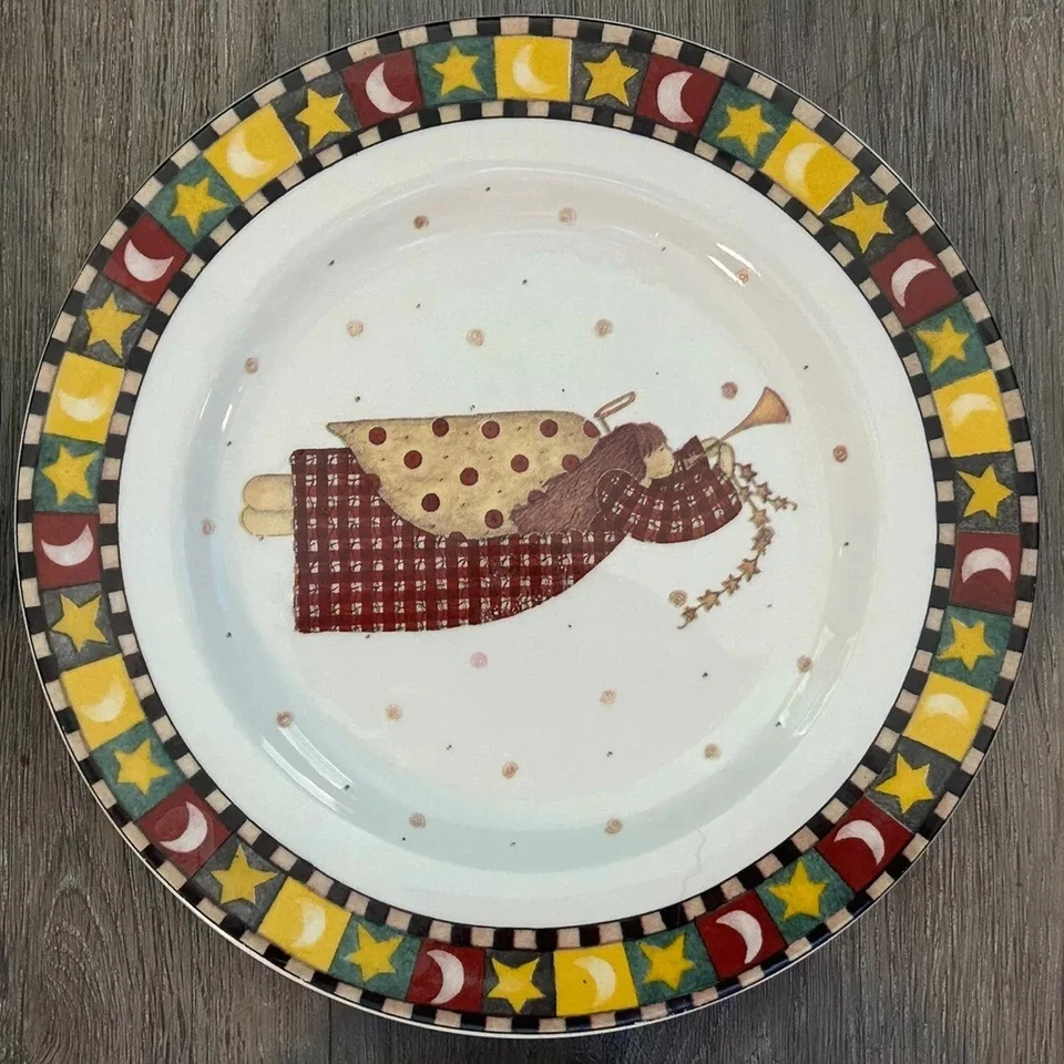 Navidad Sakura Debbie Mumm Platos Reunión de Ángeles 4 Cerámica Ensalada Postre Foto 3 de 4