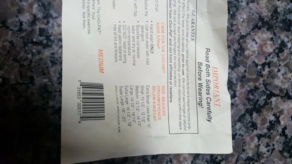 Correa de rodilla Cho-Pat Original nueva en bolsa color flexión para condromalacia rótula Foto 3 de 4