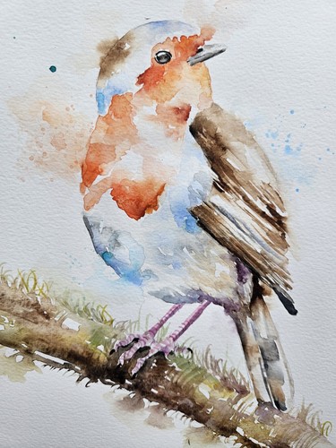 Original watercolour painting signed by Elle Smith Art Of A Robin bird, wall art - Picture 4 of 8