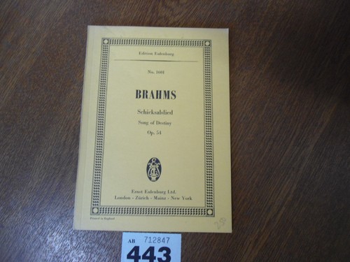 No.1601 BRAHMS Schicksalslied  Op.54 - Edition EULENBURG Orchestra Score - Picture 1 of 11