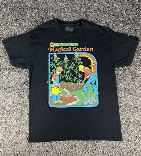 Steven Rhodes Black Let’s Plant A Magical Garden T Shirt Unisex Large - Picture 1 of 7