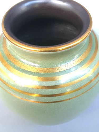 Waechtersbach germany Inka Vase Porzellan Art Deco Kugelvase Golddekor - Picture 3 of 6