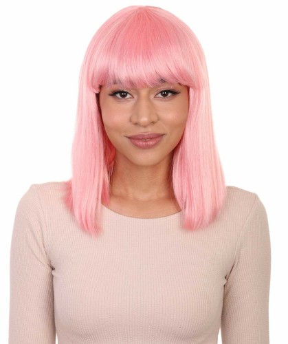 Womens Lt. Pink Bob Wig | Fancy Party Event Ready Halloween Wig HW-2715 - Picture 1 of 9
