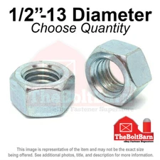 1/2"-13 Grade 5 Finished Hex Nuts Zinc Plated Coarse Thread (Pick Quantity)