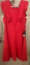 NWT Women’s Tommy Hilfiger Ruffle Sleeve Magenta Aline Dress Size 12