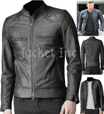 Mens Biker T6 Pocket Real Leather Jacket