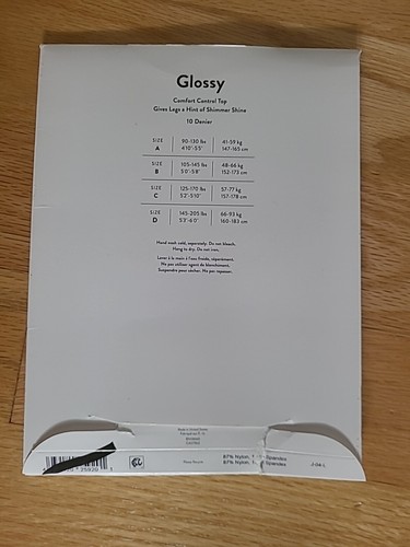 Nordstrom  Glossy Pantyhose Sheer Leg Control Top Pantyhose Black Size A - Picture 3 of 4