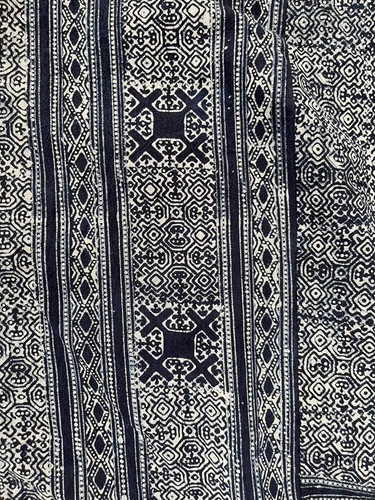 Pantalone lungo unisex stile Thai Hmong nero cotone tessuto a mano scrittura candela harem - Foto 29 di 48