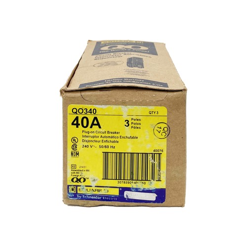 Nuevo en caja - Square D - QO340 - Mini disyuntor - 40A, 3 fases, 240V - Imagen 9 de 9