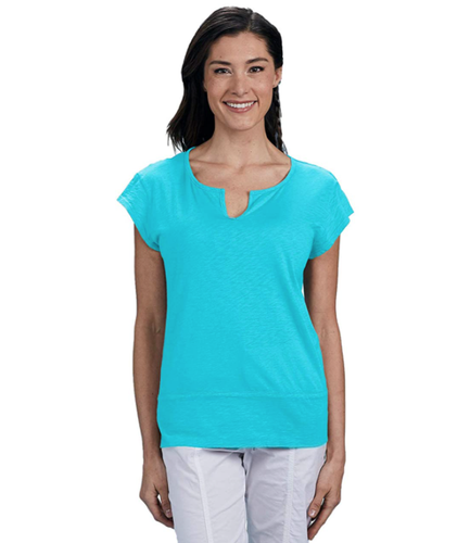 Neu Fresh Produce S Bluefin Türkis Vintage Split Neck Baumwolle Slub T-Shirt Tee - Bild 3 von 3