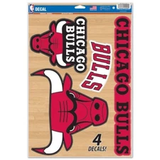 CHICAGO BULLS 4 PIECE MULTI-USE DECALS 11"X17" SHEET WINDOWS WALLS CORN HOLE