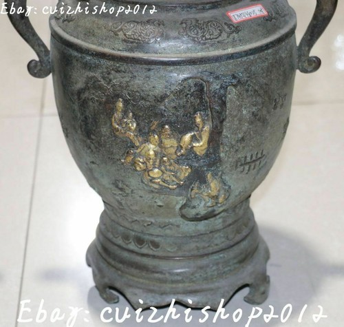Old Antique Purple Bronze Gild belle Warrior Dragon Phoenix Vase Bottle Pot Pair - Picture 6 of 11