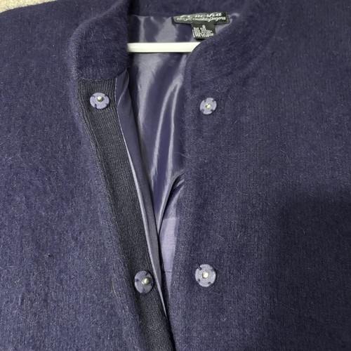 Venesha Angora Coat Size Small Purple Button Snap Lined Oversized Vintage - Picture 10 of 11