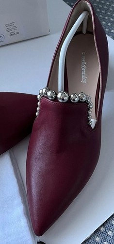 Russell & Bromley Stud Loafer Slip On Ladies Shoes Size 4.5 (37.5). Burgundy/Red - Picture 2 of 6