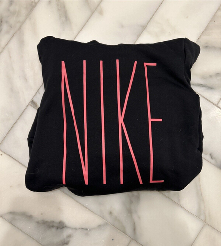 Nike Dri-Fit Girls Small Black With Pink Nike Hoodie Long Sleeve - Picture 2 of 11