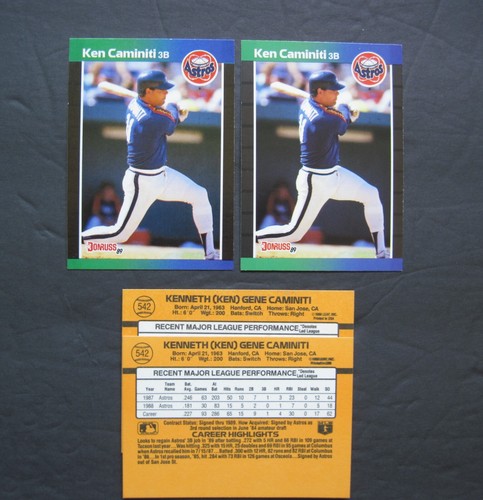 Tarjeta estampada doble error raro Ken Caminiti #542 + Donruss ASTROS 1989 correcta - Imagen 3 de 4